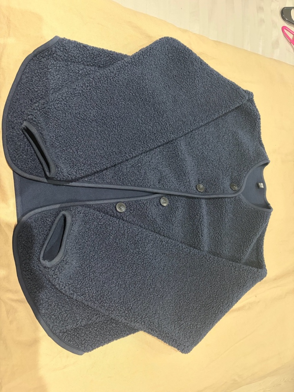 Uniqlo Navy Sherpa Button Cardigan